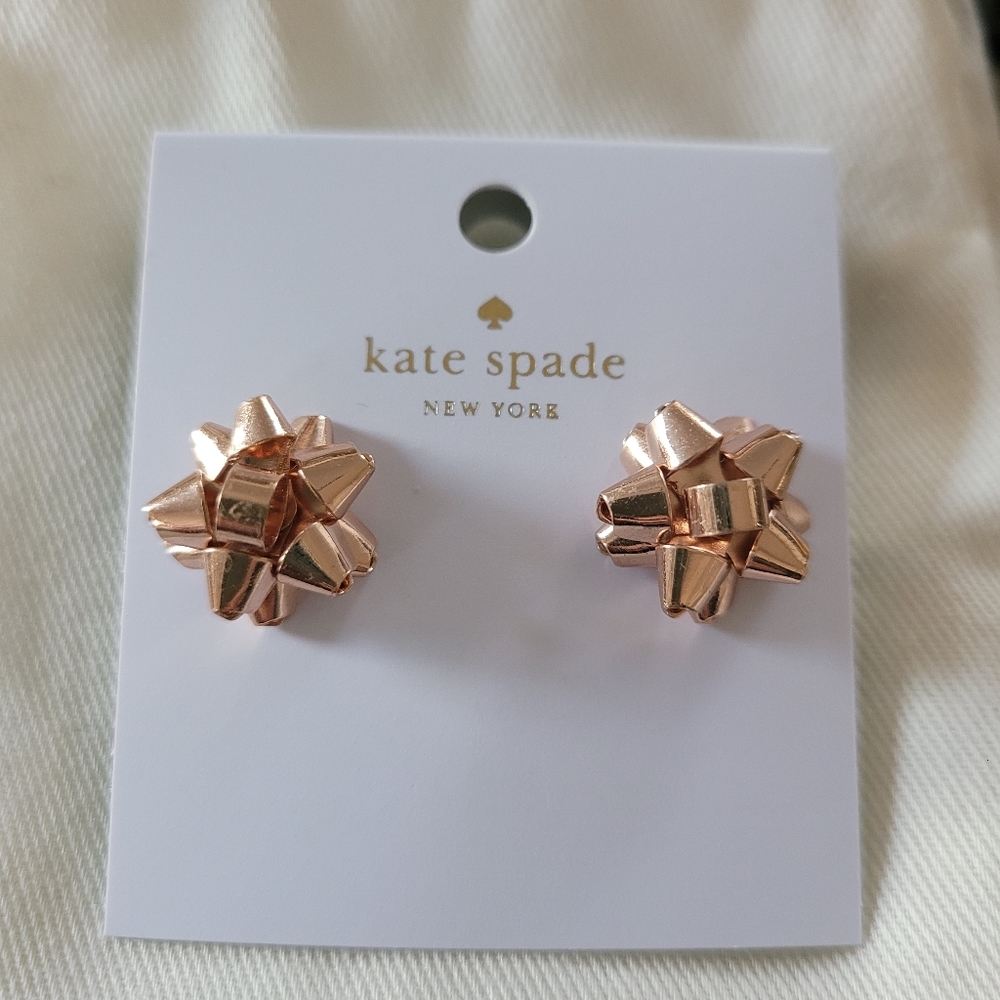 kate spade ♠️ rose gold bow earrings